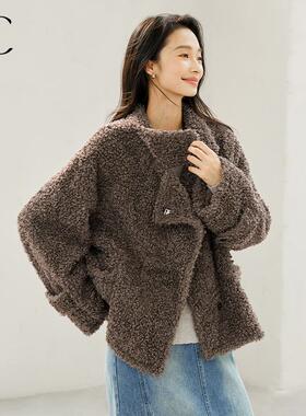 IC 休闲舒适牧羊卷仿毛短外套2026新款秋冬时尚高级感女上衣