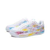 特步空军一号 定制球鞋 炫彩涂鸦鸳鸯手绘泼墨低帮百搭板鞋