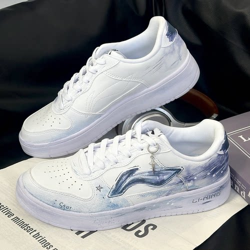 【定制球鞋】Lining李宁浮舟 白夜星河晕染涂鸦休闲潮流板鞋