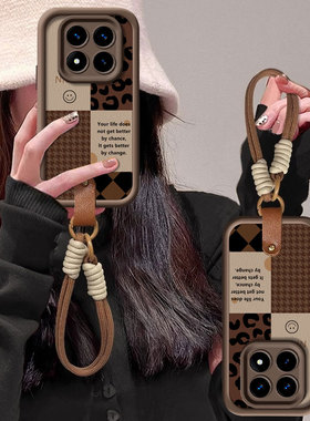 适用红米note14Pro+手机壳13新款redmi简约ins格豹纹12TURBO液态11TPro硅胶全包10防摔带挂绳9好看专用保护套