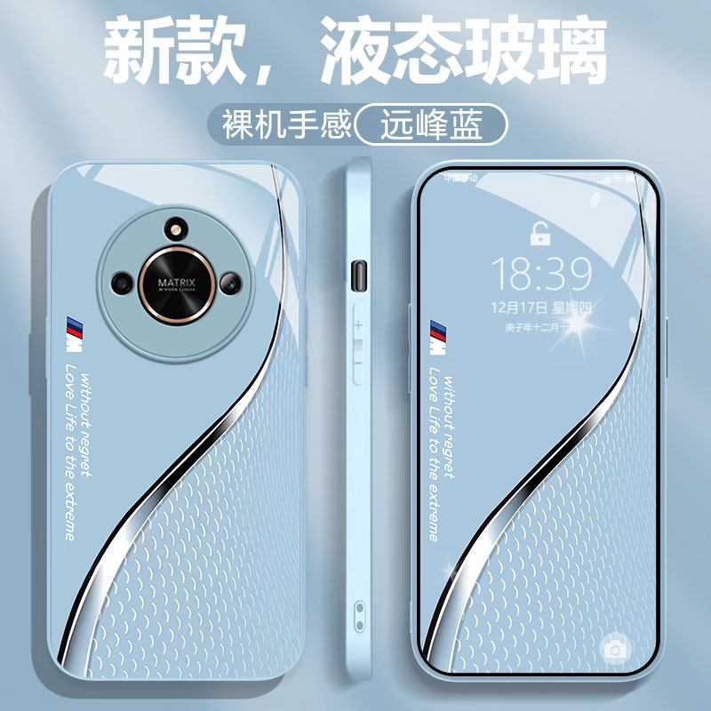 适用荣耀X50手机壳华为新款honor潮酷曲线简约X4防摔X30I散热玻璃高级感x20外壳个性x10硅胶全包专用保护套女