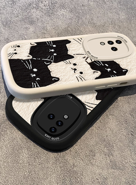 适用VIVOS18手机壳女新款高级感黑白猫咪S18pro简约17硅胶s16软壳15可爱s12镜头s10全包s7散热s6防摔保护套