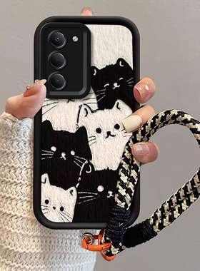 适用红米note15R手机壳14R女redmi13高级感Turbo黑白猫咪12pro秋冬好看可爱11R硅胶T挂绳9A防摔10专用保护8套