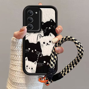 适用红米note15R手机壳14R女redmi13高级感Turbo黑白猫咪12pro秋冬好看可爱11R硅胶T挂绳9A防摔10专用保护8套