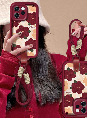 油画花朵适用OPPOReno15Pro手机壳14女13新款11高级10Pro硅胶可爱8全包7SE防摔6硅胶5秋冬4好看3挂绳保护套