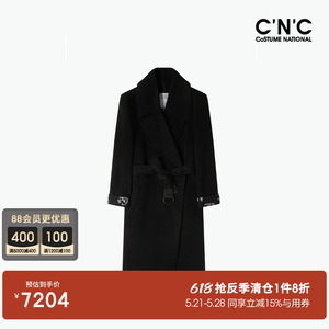 CNC女士外套2023年秋冬新款时尚简约修身羊毛毛呢长款大衣女