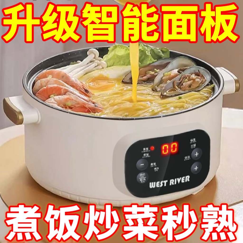 德国电煮锅全自动电炒锅多功能电炸锅家用电火锅蒸煮智能预约保温