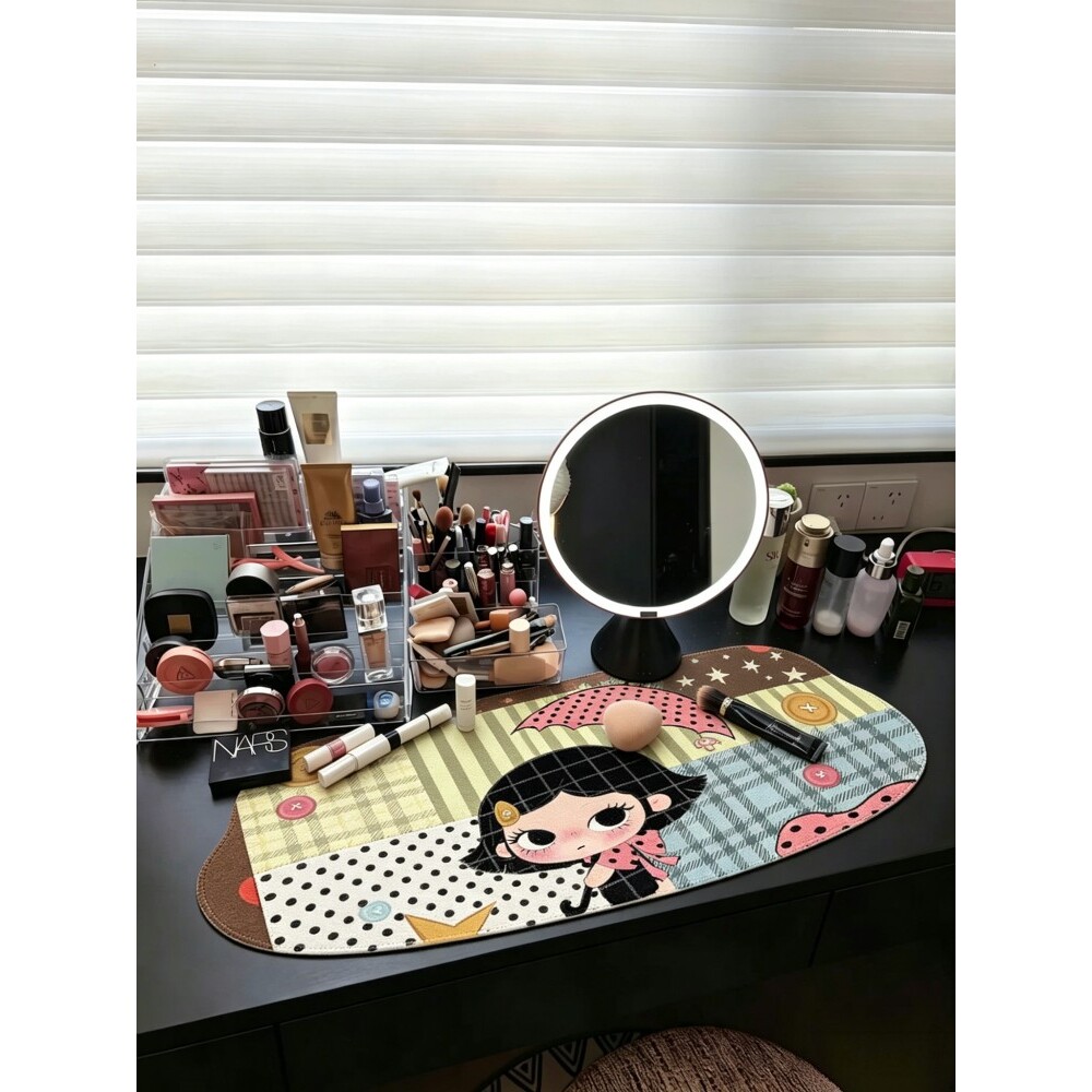 小玉化妆垫防油防水耐脏防滑垫子ins风波点化妆桌隔热垫耐高温女