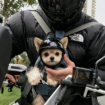 【get机车小狗】宠物安全帽外出防风泰迪熊小型犬机车户外宠物帽
