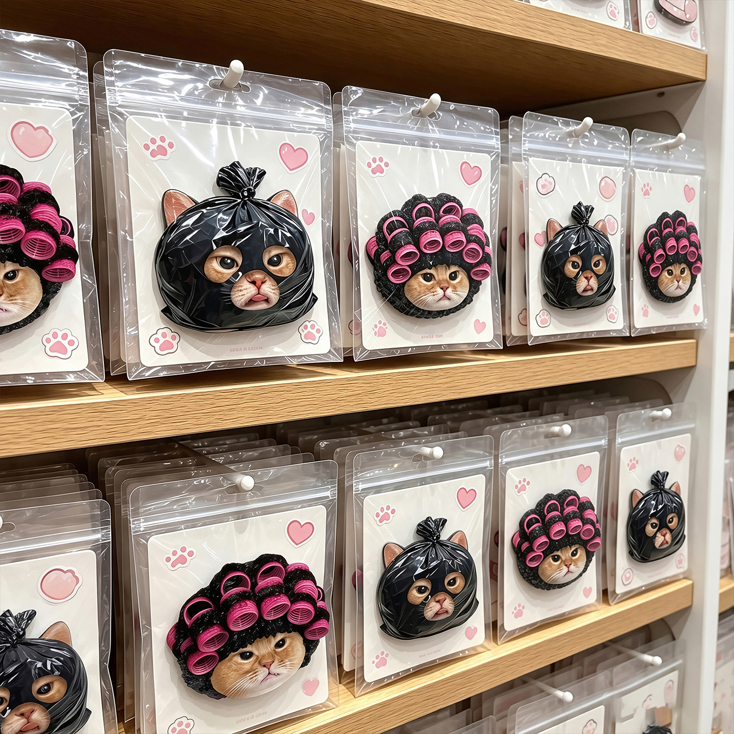 包租婆猫咪磁吸冰箱贴抽象搞怪塑料袋小猫趣味装饰品智能门锁磁贴