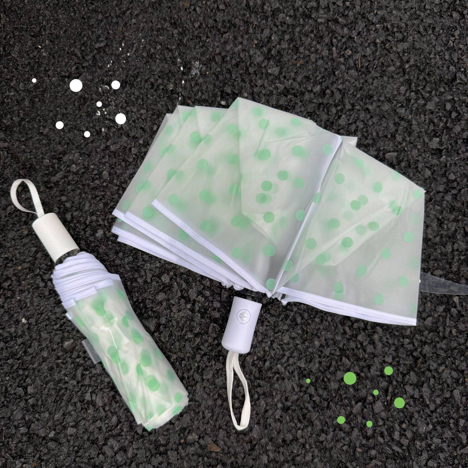 波点雨伞女生高颜值ins学生手动小巧可携式轻便透明磨砂折叠自动