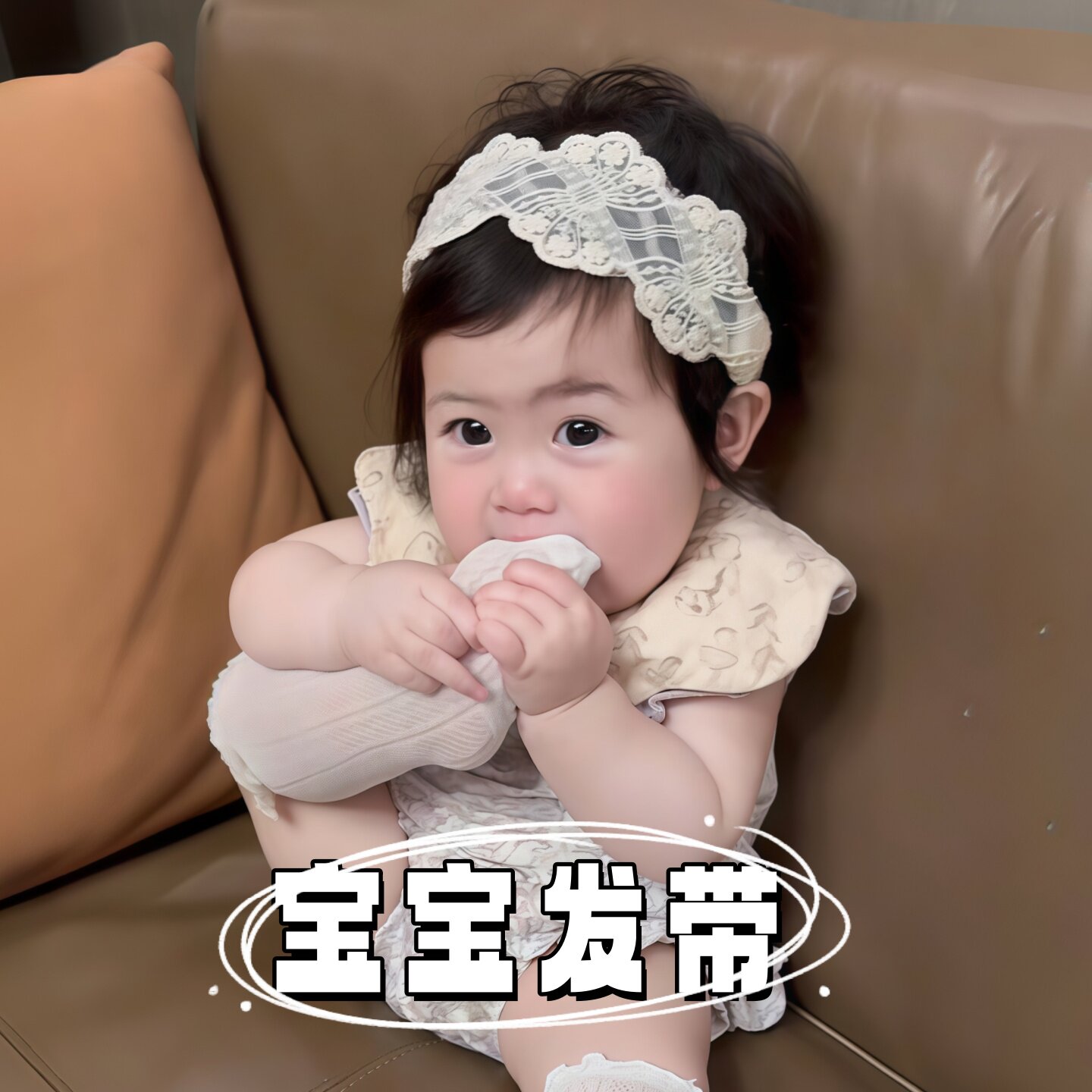 婴儿发带女宝宝包头护囟门蕾丝花边发饰时尚满月头饰满月拍照道具