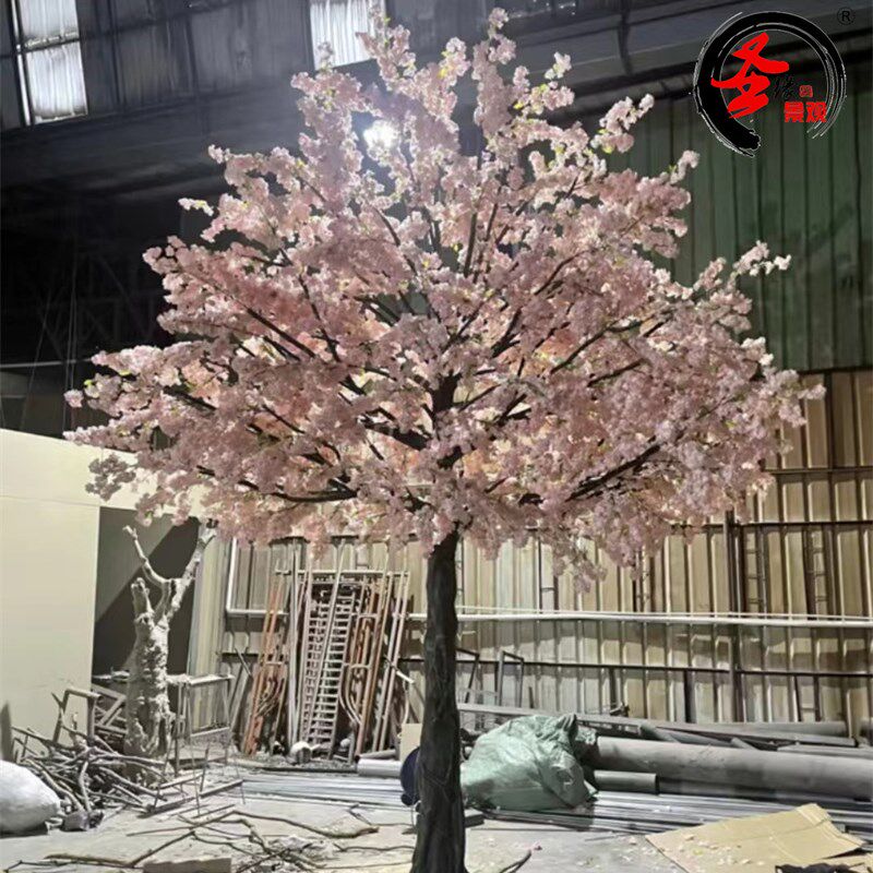 仿真樱花树大型玻璃钢室内u室外造景假花树日式料理店餐厅落地花