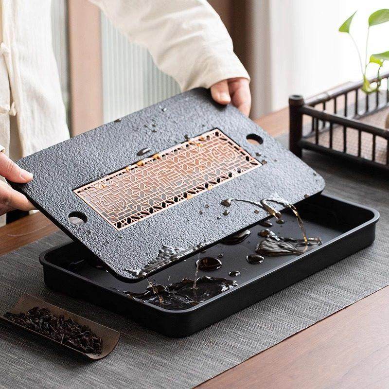 乌金石茶盘家用现代简约实木储水排水双用茶台长正方形圆形茶海,餐饮具,茶盘,淘宝优惠券,粉丝福利购,淘宝优惠卷