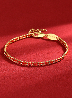 2025新款法国红绳S925纯银镀真金不掉色编织手链女本命年红绳手绳