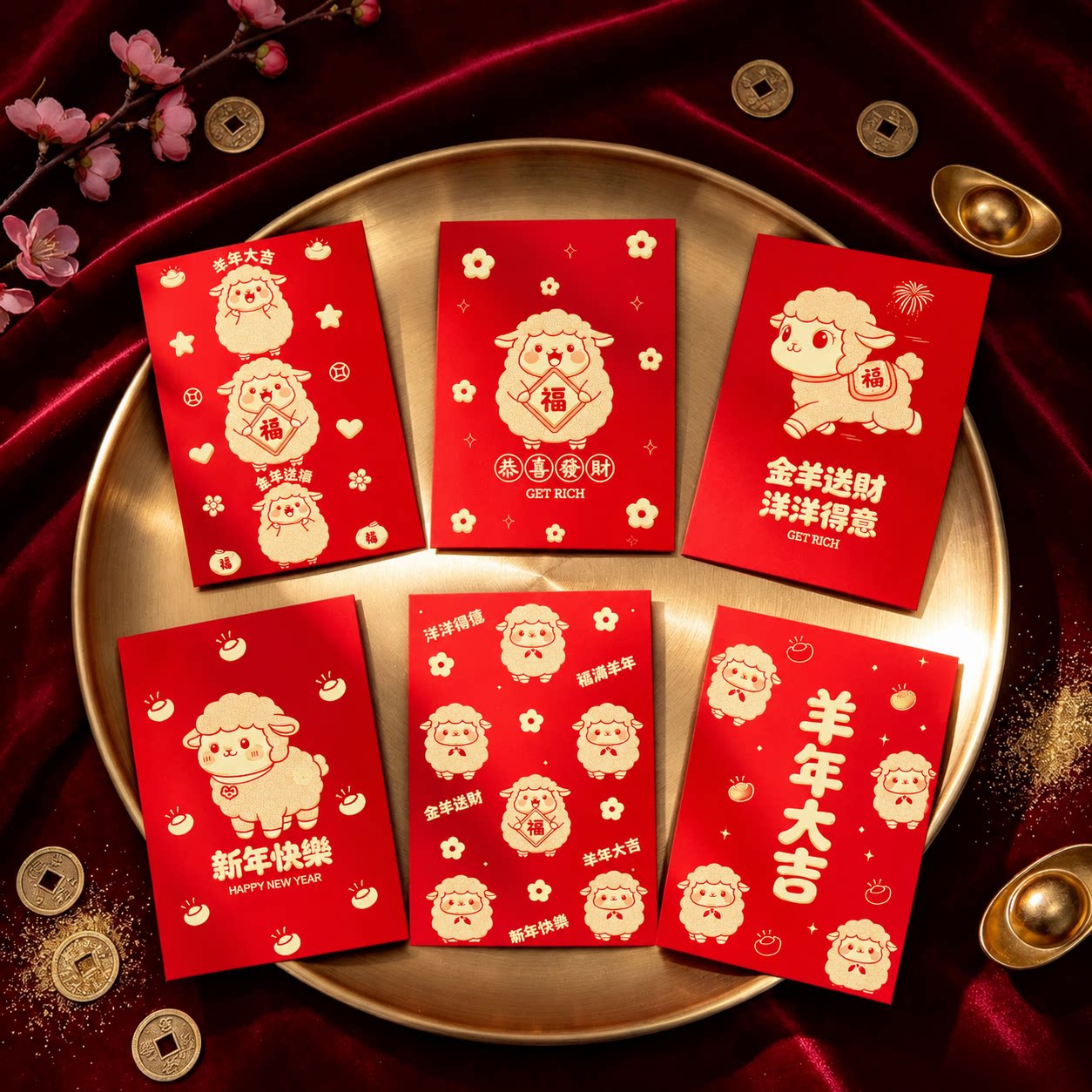 2027羊年烫金卡通利是封红包