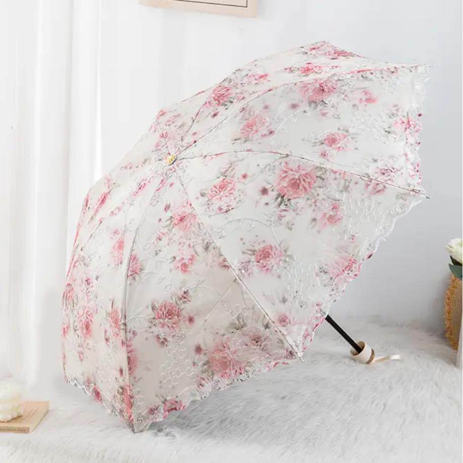 夏季蕾丝太阳伞女防晒黑胶防紫外线遮阳伞小清新公主洋伞晴雨两用