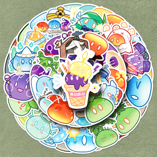 100张原神周边元素史莱姆贴纸二次元卡通礼物diy装饰防水笔记本耳机墙壁电脑拉杆箱摩托车吉他奶茶杯iPad贴画