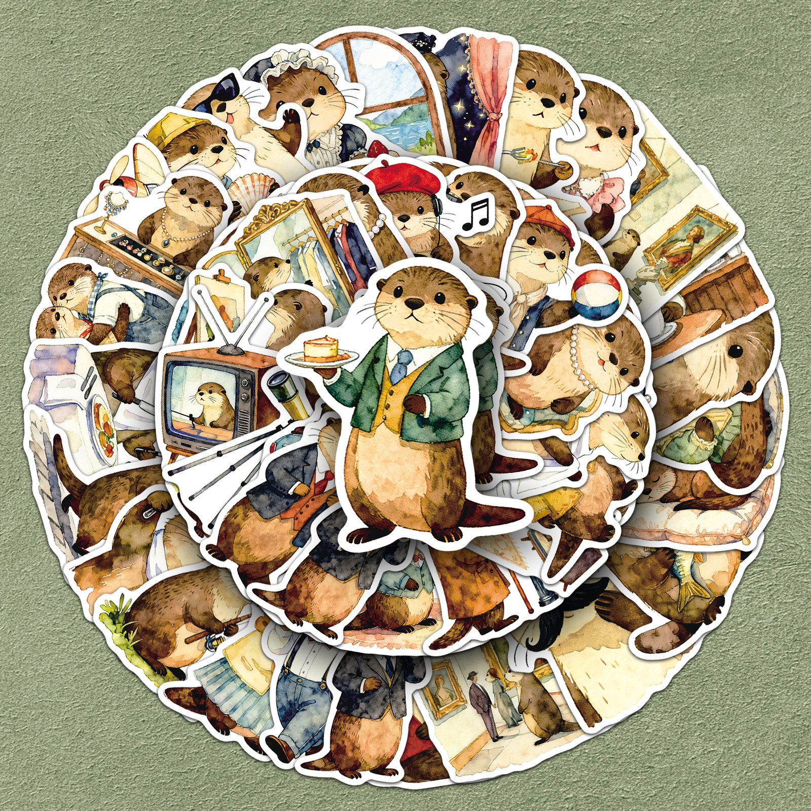 可爱软萌小水獭贴纸卡通日常装饰