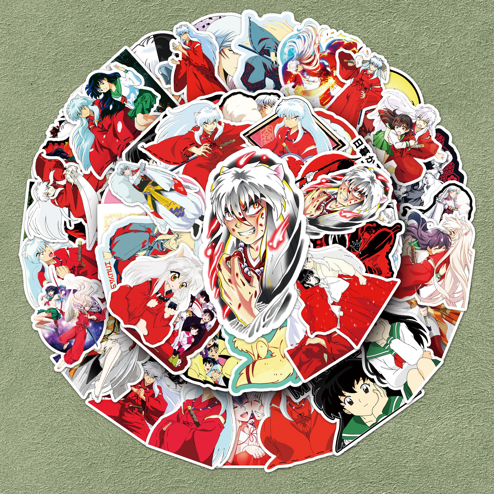 50张日漫犬夜叉贴纸动漫卡通人物周边手帐素材diy装饰笔记本电脑手机