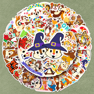 100张动画奇奇和蒂蒂贴纸花栗鼠卡通涂鸦儿童玩具文具水杯diy装 饰行李箱笔记本电脑手机平板相册pvc防水贴画