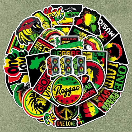 100张牙买加雷鬼Reggae涂鸦贴纸