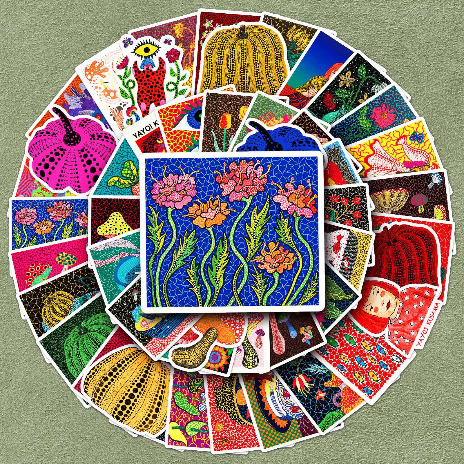 50张草间弥生卡通创意手机贴纸涂鸦趣味文艺笔记本手账素材电脑手机