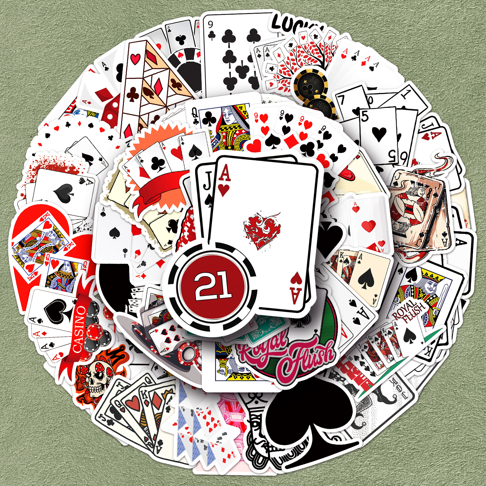 100张扑克牌潮流炫酷贴纸poker个性DIY素材可滴胶独立裁切彩绘涂鸦防水装饰笔记本电脑水杯相册文具手机贴纸