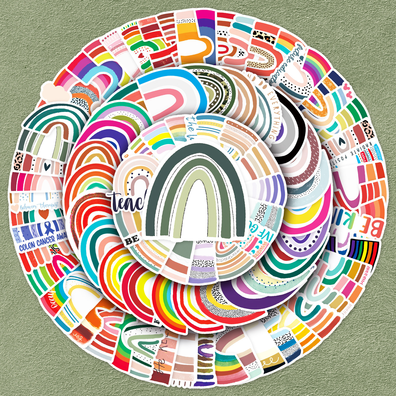 100张彩虹桥卡通贴纸可爱创意涂鸦儿童玩具文具盒水杯装饰行李箱