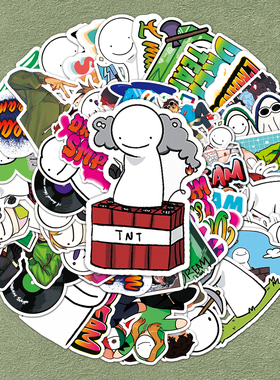 100张游戏Dream SMP贴纸个性潮流卡通涂鸦diy装饰奶茶杯行李箱拖杆箱笔记本电脑手机平板相册滑板车防水贴画