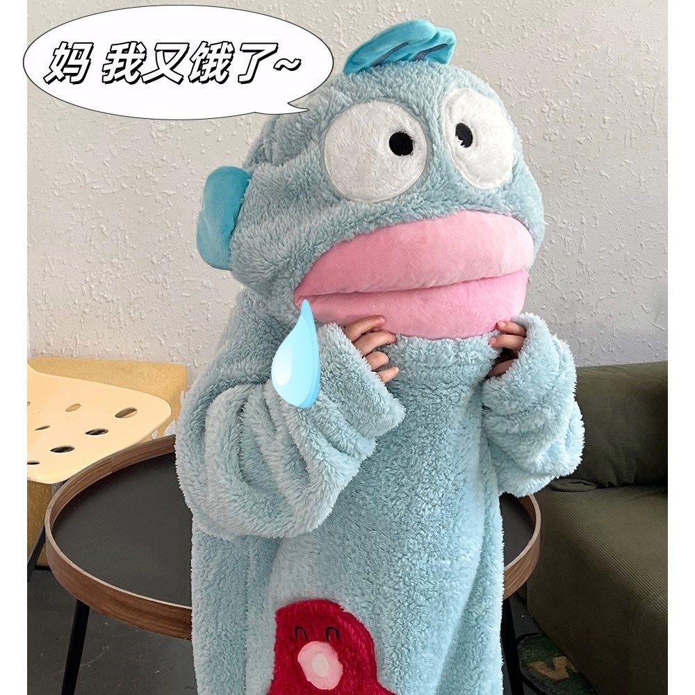 小丑鱼连体儿童睡衣男女孩秋冬季加绒加厚珊瑚绒睡袍浴家居服套装