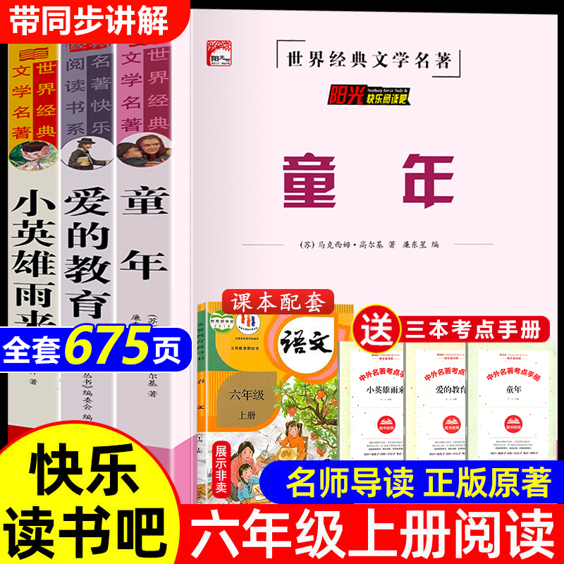 爱的教育小英雄雨来童年书全套3册高尔基正版原著完整版小学生6六年级必读的课外书籍上学期书目老师快乐读书吧上册推荐人教配套书