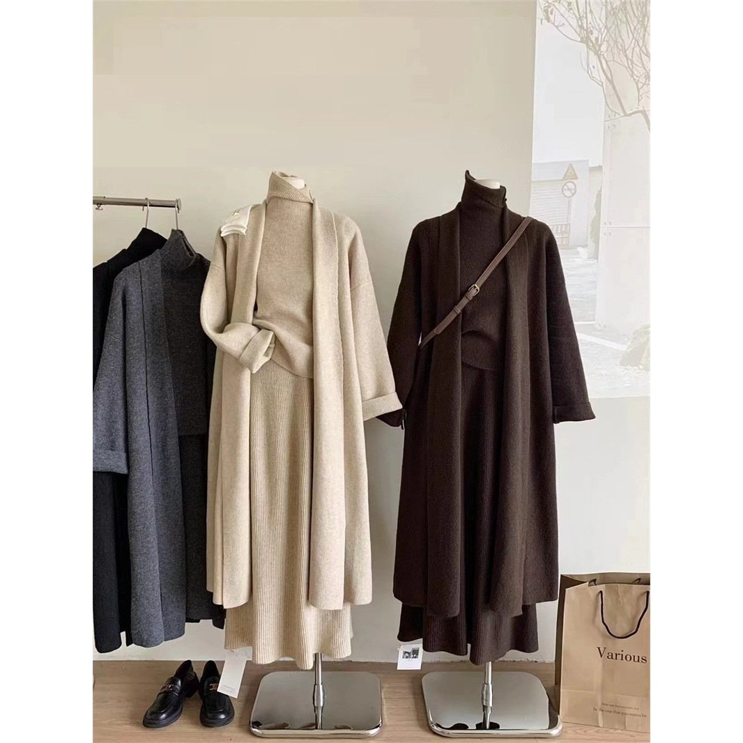 韩系休闲慵懒针织毛衣套装女秋冬新款高领背心半身长裙内搭三件套,女装/女士精品,羊绒衫,淘宝优惠券,粉丝福利购,淘宝优惠卷