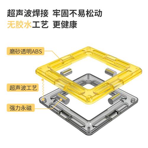 儿童百变磁力片积木工程车惯性车挖掘机推土机DIY拼装男孩玩具