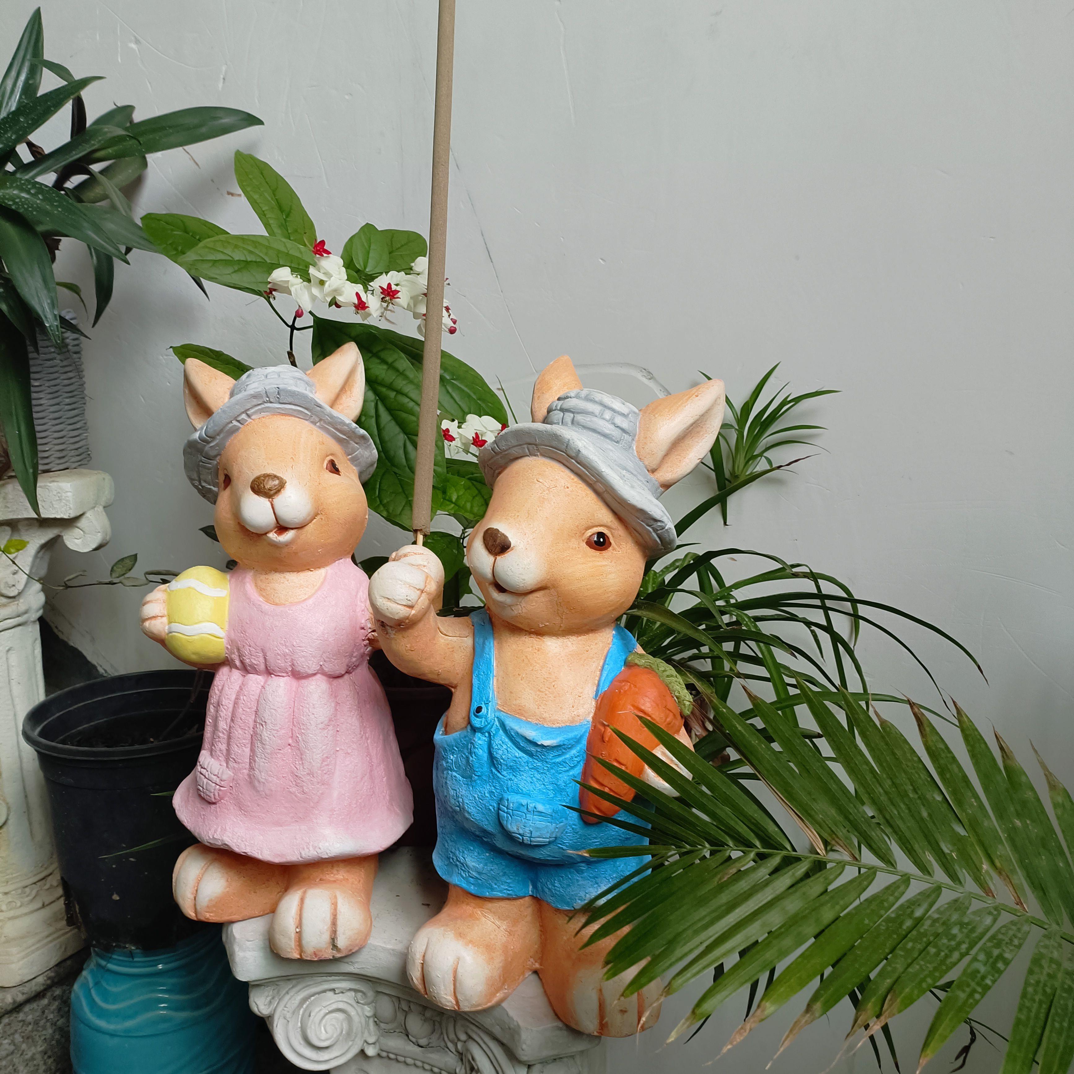 户外花园庭院阳台布置装卡通兔子摆件创意动物甘道夫可插艾草蚊香