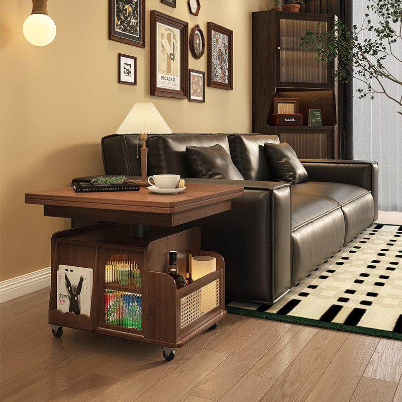 全实木升降茶几边几可移动推车茶桌折叠餐桌巴士小客厅沙发边柜,住宅家具,茶几,淘宝优惠券,粉丝福利购,淘宝优惠卷