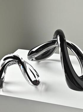 轻奢风交叉玻璃摆件高级感小众别墅样板间桌面摆件琉璃家居装饰品