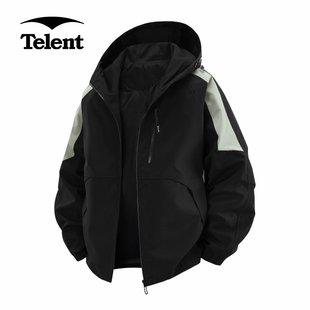 天伦天冲锋衣男户外防风防水夹克2025新款工装潮流多口袋旅行外套
