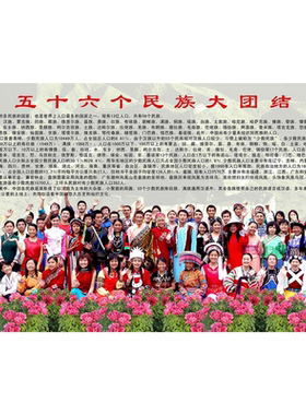 五十六个民族大团结海报五十六个民族是一家展板墙贴墙纸挂图