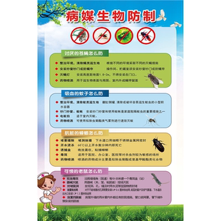 病媒生物防制海报展板病媒生物防治病媒生物消灭四害墙贴纸