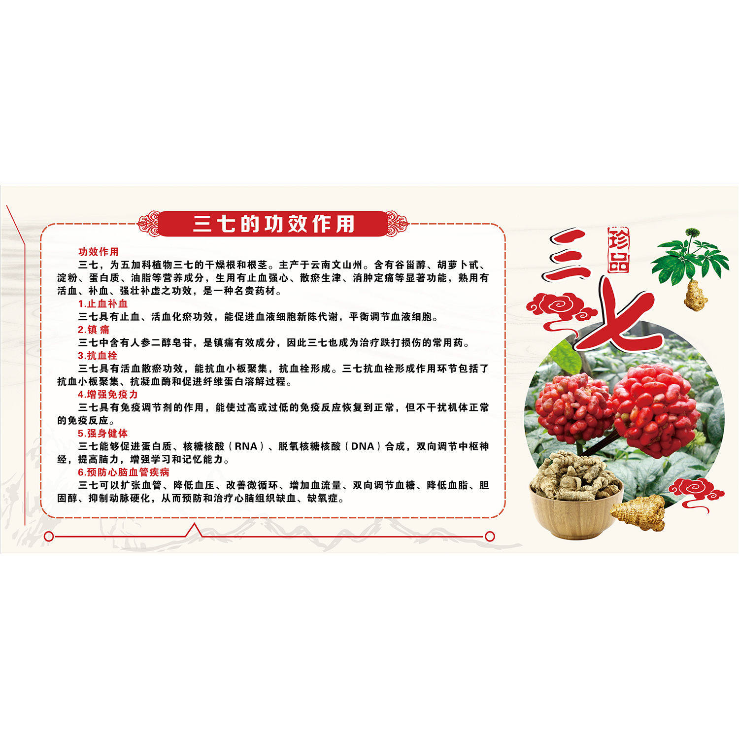 三七粉适用人群广告纸海报贴画药店装饰画服用三七粉好处功效滋补