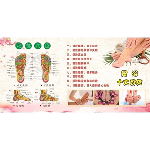 足疗店沐足修脚的好处广告装饰画足疗经络穴位按摩功效海报墙贴画