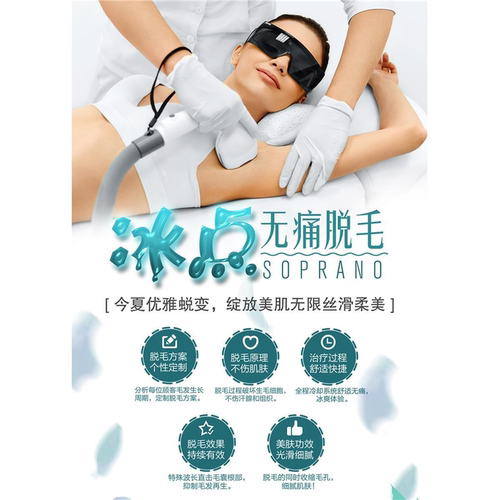 冰点脱毛广告海报宣传画无痛脱毛美容院微整广告海报贴纸定制