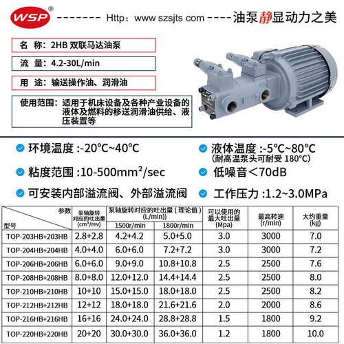厂家直销 WSP一体型双联泵 TOP-208HBM+210HB马达双联泵 摆线泵