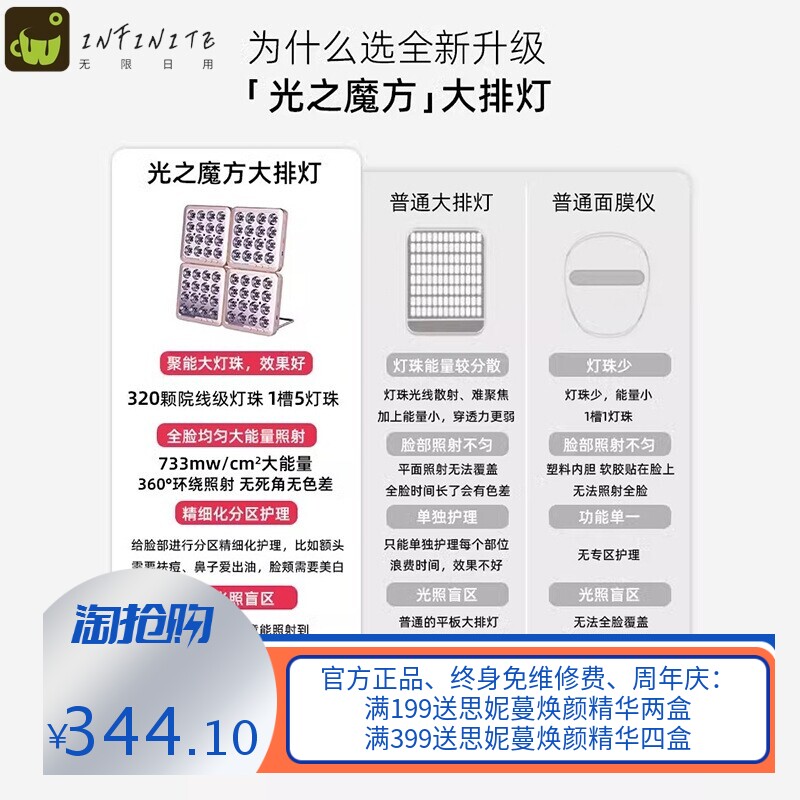 添悦光之魔方大排灯红蓝光LED美容仪家用光子嫩肤仪祛痘提亮嫩白