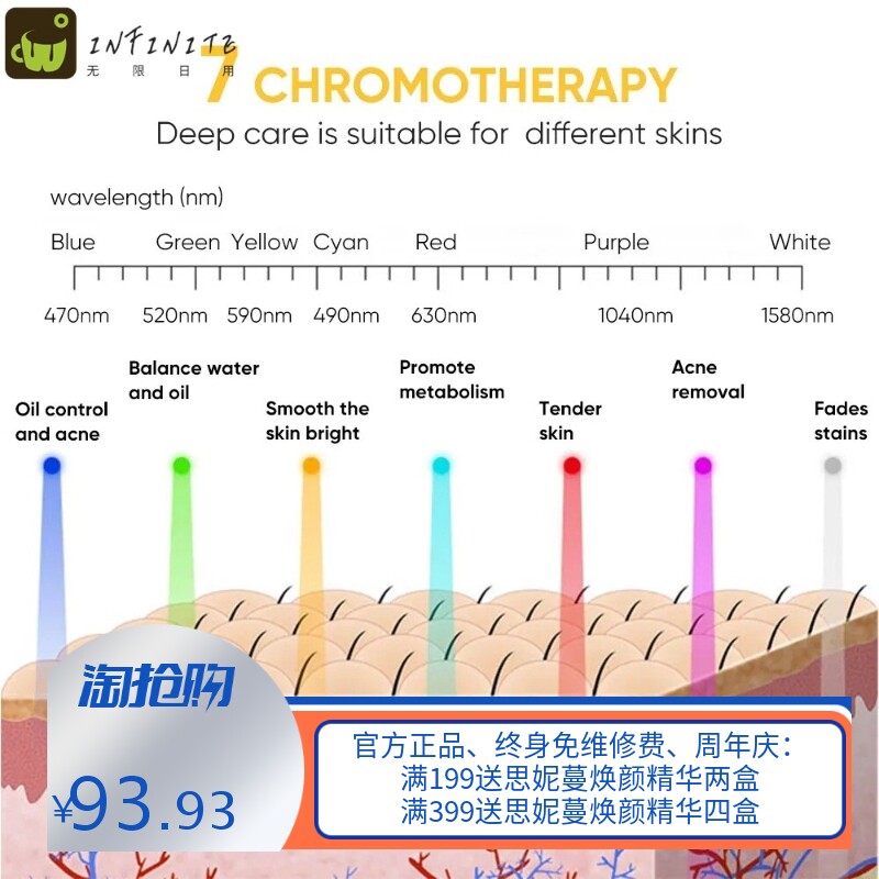 跨境 触摸彩光面罩 彩光面膜仪 光谱仪 无线面罩美容仪 源头工厂