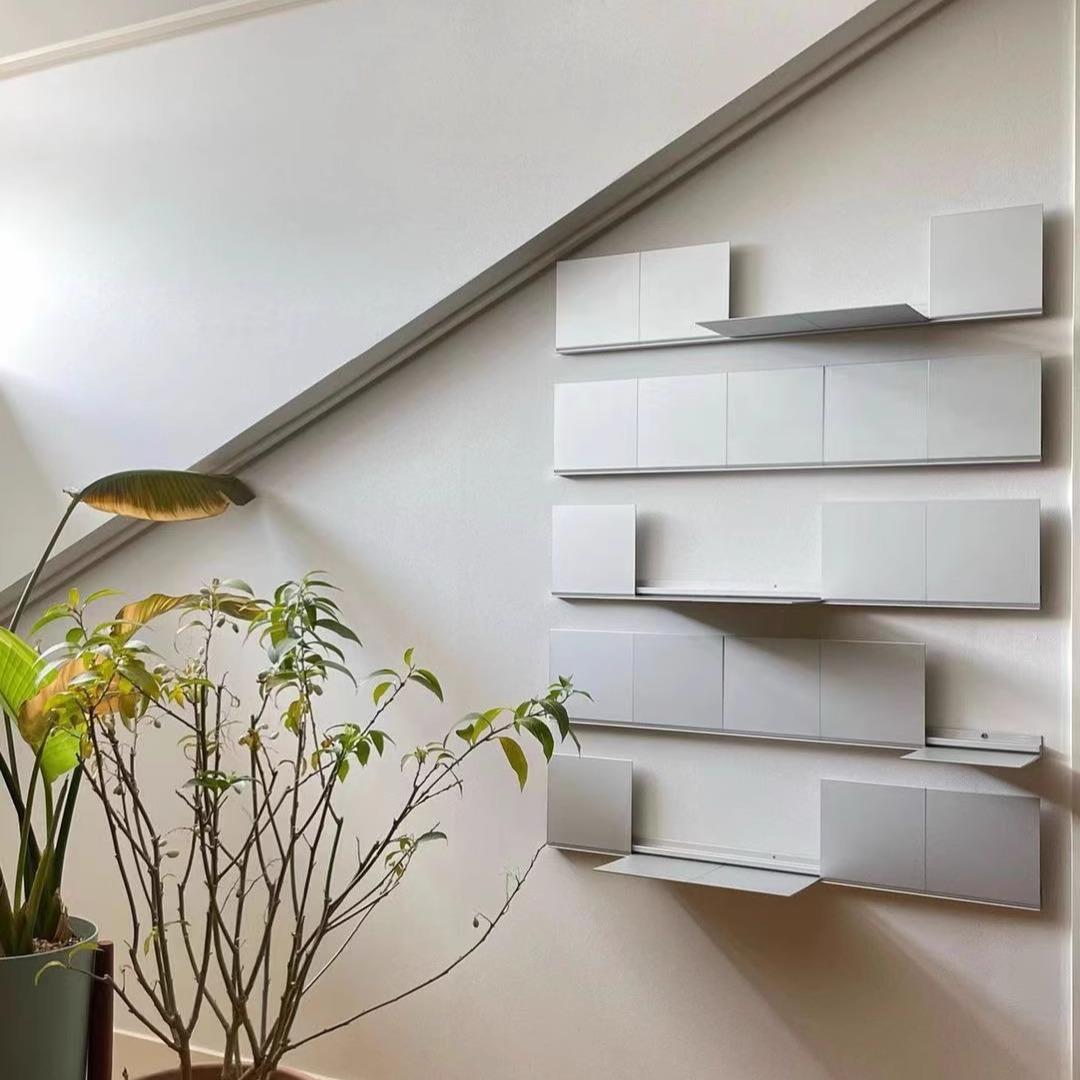 墙上机关置物架墙面铝合金一字隔板壁挂书架陈列展示架中古装饰架