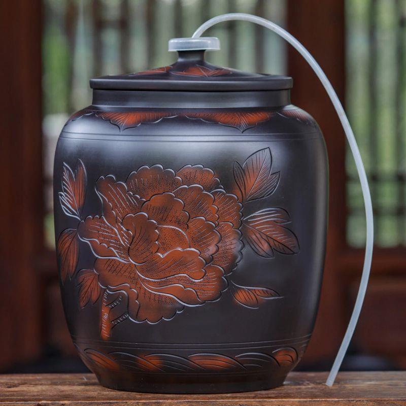 储水罐陶瓷水缸家用带盖厨房泡茶台专用纯净水桶大号抽水陶罐包邮