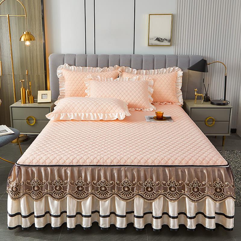 可拆卸床裙款乳胶凉席冰丝席三件套席子夏凉席床单床罩夏季空调凉