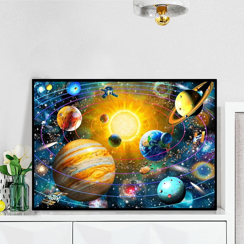 钻石画2025新款现代简约风景星球太阳系5d贴钻十字绣客厅卧室满钻